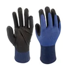 Blue Glove 18 Gauge Blue Nylon With Black PU Plam Coating Glove General Purpose Work Glove