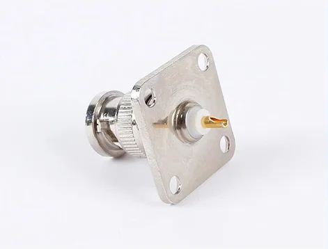 BNC Male 4 Hole Flange Panel Chassis Mount Solder Type RF Adapter PCB Connector