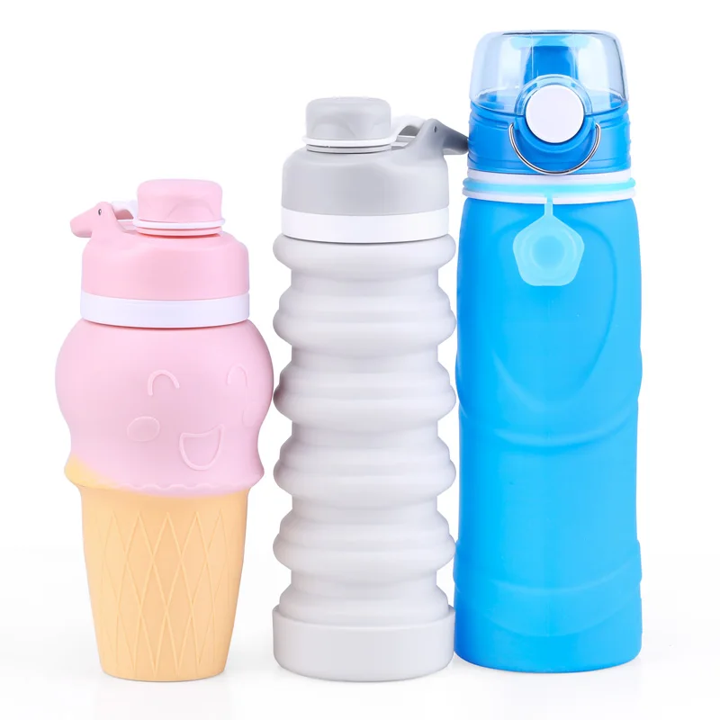 Custom Logo Hot Kids Silicone Drinking Bottle Collapsible Insulated Sports Water Bottle