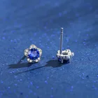 Earrings Blue Dropshipping Trendy 2022 Silver 925 Cubic Zirconia Earrings Blue Flower Stud Earrings