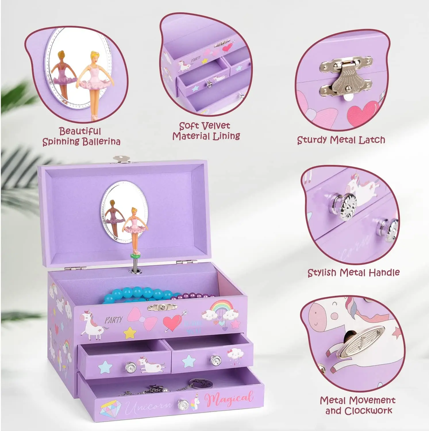 Ever Bright Promotion Dancing Ballerina Music Jewelry Box Customized Ballerina Jewelry Music Box for Girls Birthday
