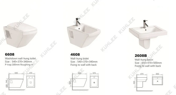 Easy Clean Bathroom Set Wall Hung Ceramic Toilet With Bidet And Sink Three-Piece Sanitary Ware Suite