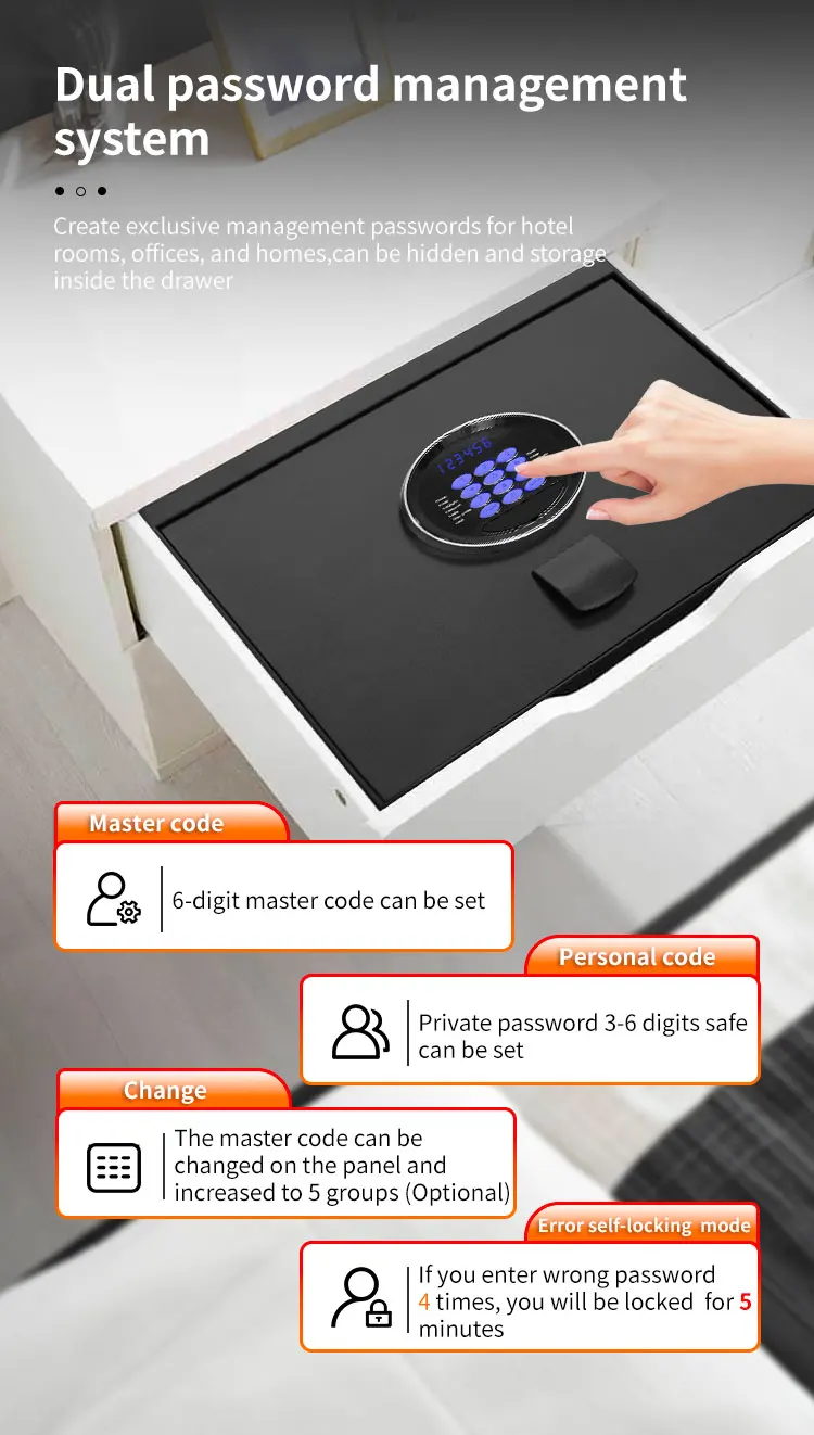 CEQSAFE Economic High Quality Hotel Safe Box with Hydraulic Function Top Opening Hotel Drawer Safe Box Chinese CEQ Safe GK-TOP-Y factory