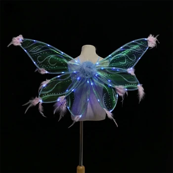 Light Up Butterfly Fairy Wings with Blinking Flashing Fairy Wings for Girls with Lights LED Luminous Butterfly KD1945