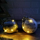 Holiday LED Bow Knot Polyresin Christmas Balls Glitter Resin Christmas Baubles Ornament For Holiday Christmas Tree