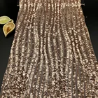 Fabric Hot Sale African Dubai Gold Sequin Tone To Tone Mesh Fabric Embroidery For Evening Dress