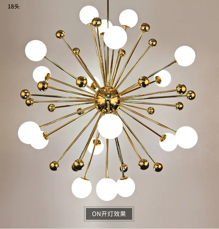 modern style Dandelion shape chandelier gold white glass ball chandelier lamp decorative pendant lamp