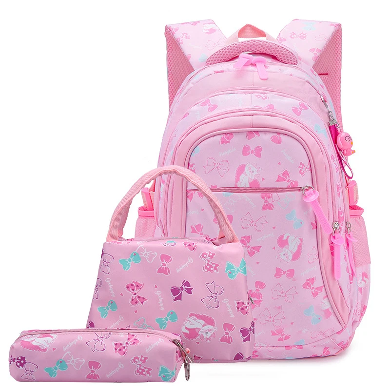 Butterfly Print School Bags For Kids Girls Backpack Food Lunch Tote Bookbag Set 