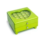 Heart Jewelry Box Wood Double Layers Heart Shaped Glass Jewelry Storage Box Wooden Jewelry Box For Ring/Gift Storage