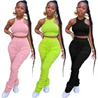 Summer Suit Summer Solid Color Tight Vest Pleated Pants Suit