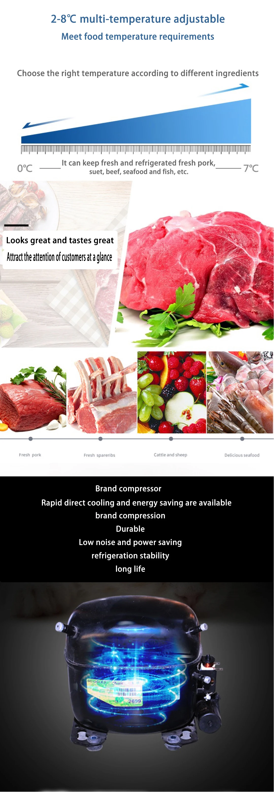 Chicken Mutton Display Cooler, LED, 220V - detail 10