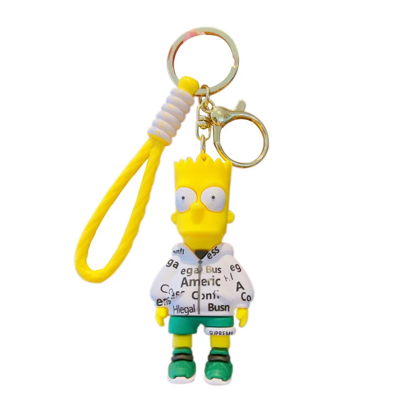 Fashion Custom 3D Cute Mini Cartoon Anime Simpson Family Bag Accessories Rubber Keychain