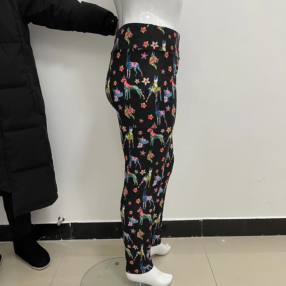 2022 Summer Fashion Elastic Women Leggings Color Weeds Digital Printing Leggings Slim Pants Trousers Women High Waist Leggings