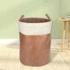 Brown Laundry Basket Factory Price Custom Brown Collapsible Copy PU EVA Laundry Basket