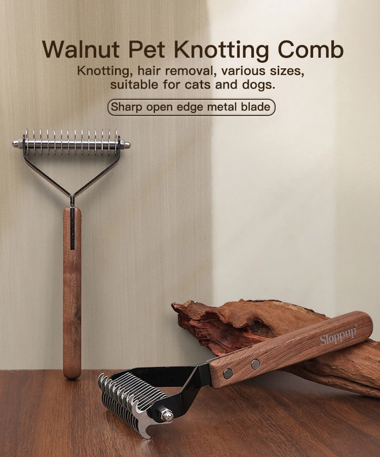 Factory Wholesale Custom Logo Single Double Sided Black Walnut Cat Fur Kont Rake Comb Pet Dog Dematting Grooming Comb