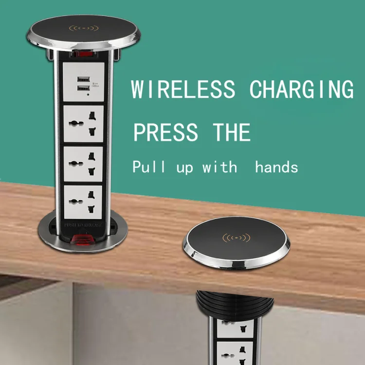 Smart Wireless Charging Desktop Socket Lift Kitchen Conference Table Power Socket EU Desktop Socket