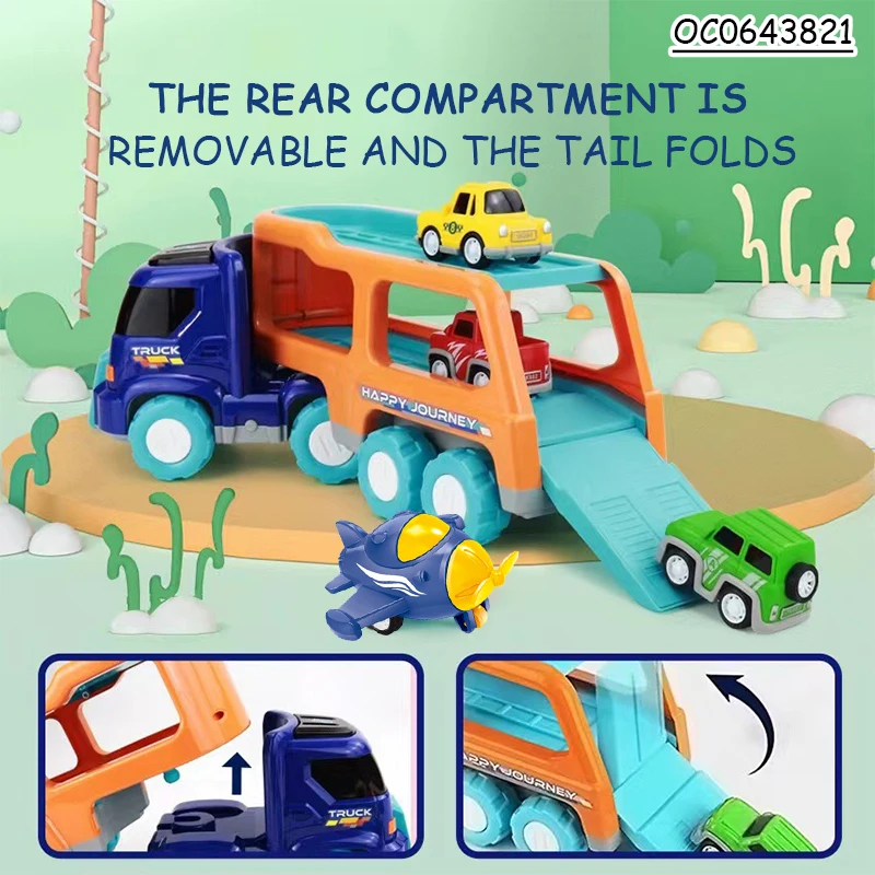 Small kids car friction toy vehicle truck transport carrier car for kids with light sound