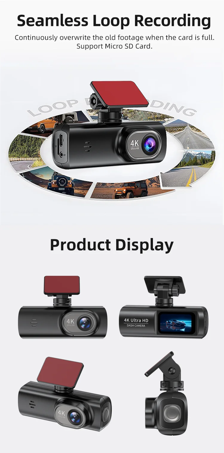 Coview High Quality 4K Car Camera Dashcam DUAL Dash Cam Wifi with GPS Tracking Super Wide Angle Vision for Vehicle and Taxi factory