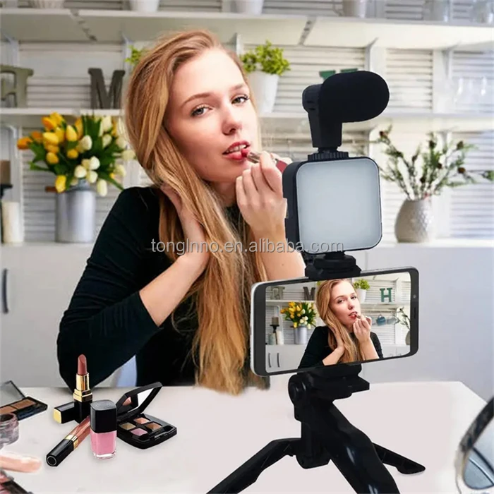 Top Sales AY-49 Video Making Vlog Tripod Kit With Led Fill Light Microphone Vlogging Kits for Live Brocast Table Tripod