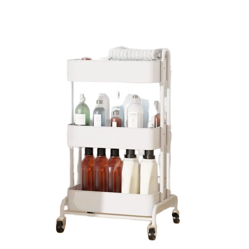 Household kitchen storage rack  multifunctional bathroom layout rack foldable handcart