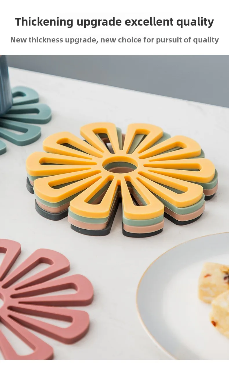 Modern Floral Design Silicone Plate Mat High-Temperature Resistant Anti-Scalding Coaster Placemat for Dining Table Household Mat details