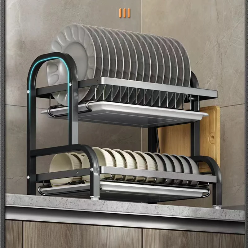 Wholesale Household Kitchen Rack Multi-Functional Dish Drain Rack Bowl And Chopsticks Storage Box Stainless Steel Storage Rack