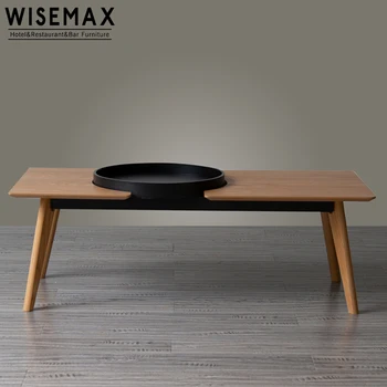 Nordic modern solid wood with tray coffee table long coffee table living room home side table
