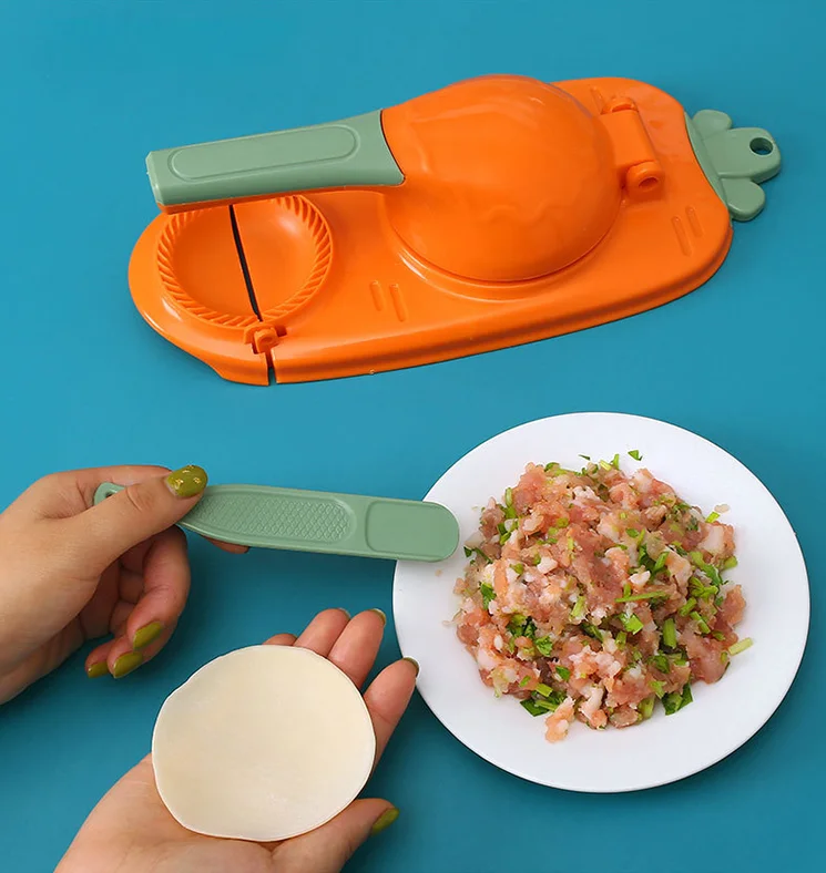 Hot Selling Kitchen Gadgets Plastic Dumpling Maker Mold Custom Manual 2 In 1 Dumplings Maker Press Mold