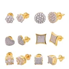 Silver Jewelry Silver Stud Earring 925 Silver Jewelry Earrings Sterling Mens Hip Hop Screw Back Micro Pave Stud Earring