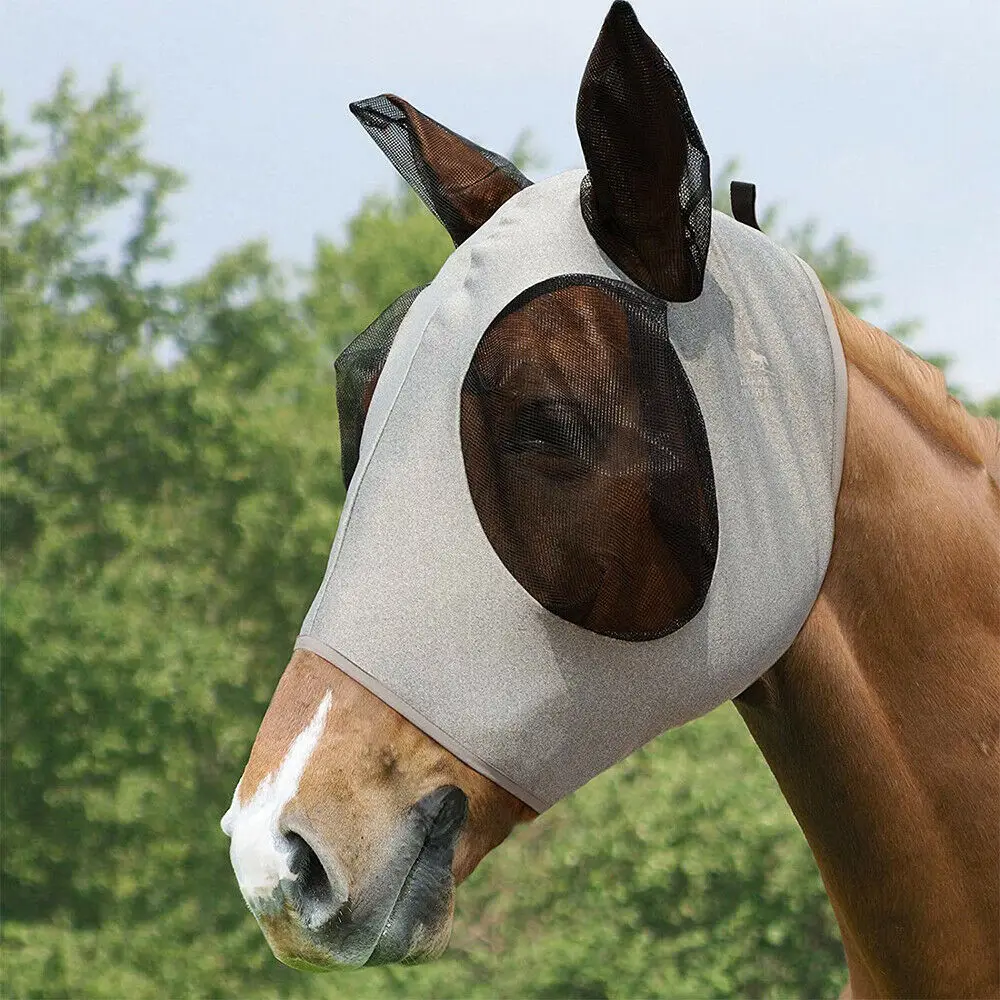 Details about   Horse Fly Mask Riding Breathable Meshed Ear Cover Equestrian Protector Equipment 