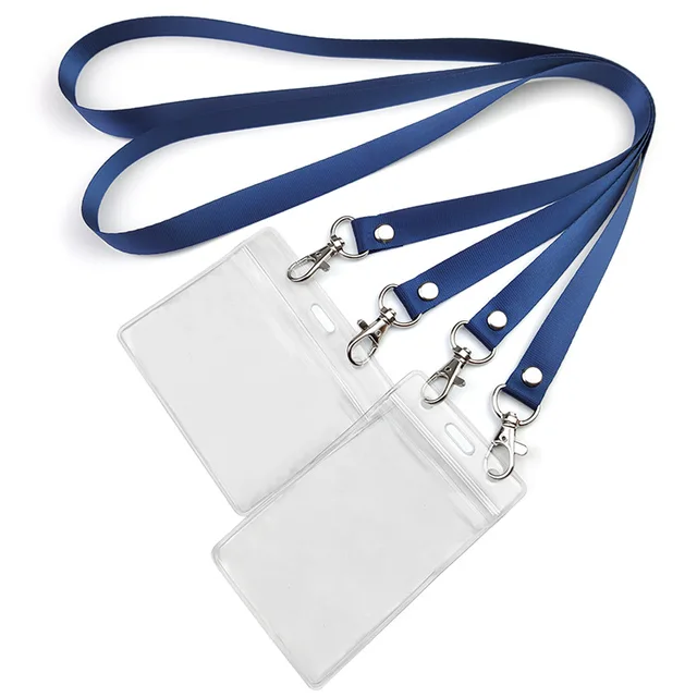With Card Holder Polyester Lanyard  Ribbon Double Hanging Rope Clip Set Lobster Buckle Hanging Heat Transfer Printing  YJEL0039