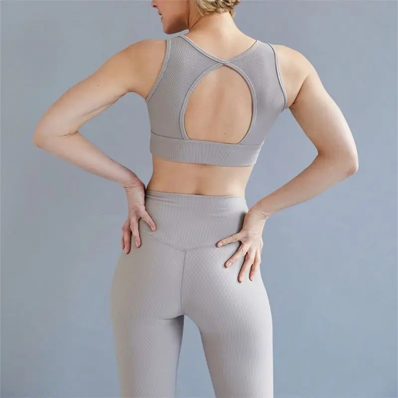 ECBC New Ladies 3 Piece Ribbed Running Sustainable Nude Workout Gym Fitness Yoga Pants Sportswear Activewear Set With Jacket