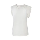 Cotton Ladies Top Customized Fashion Comfortable Cotton Jersey Ladies Top Pleats Woman Solid T-Shirt Summer