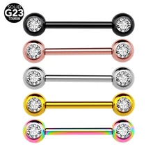 Set 10pcs G23 Titanium 14G Nipple Piercings Straight Barbell Eyebrow Tragus Ring Fashionable Tongue Rings Piercing Jewelry"