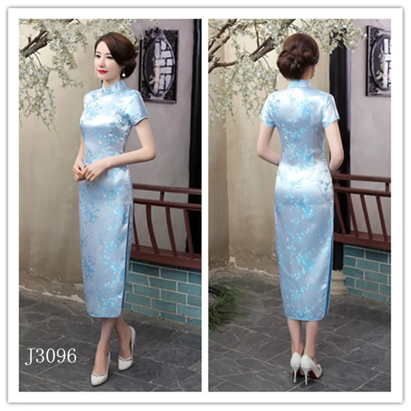 17colors Chinese Cheongsam Traditional Wedding Qipao Woman Embroidery Elegant Split Dress Female