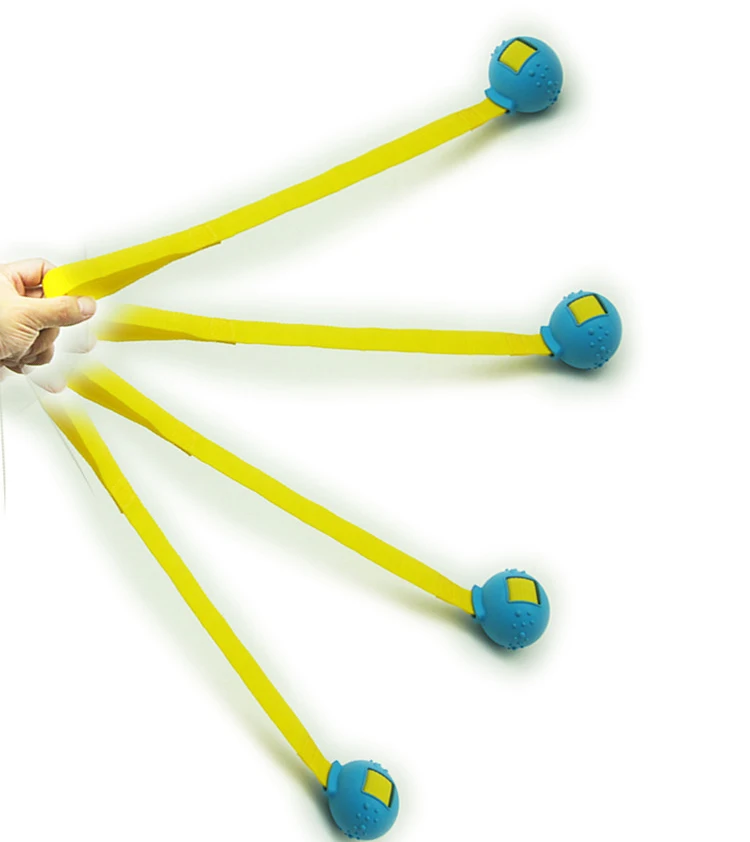 Popular Soft Natural Rubber Ball Launcher Interactive Toys With Rope