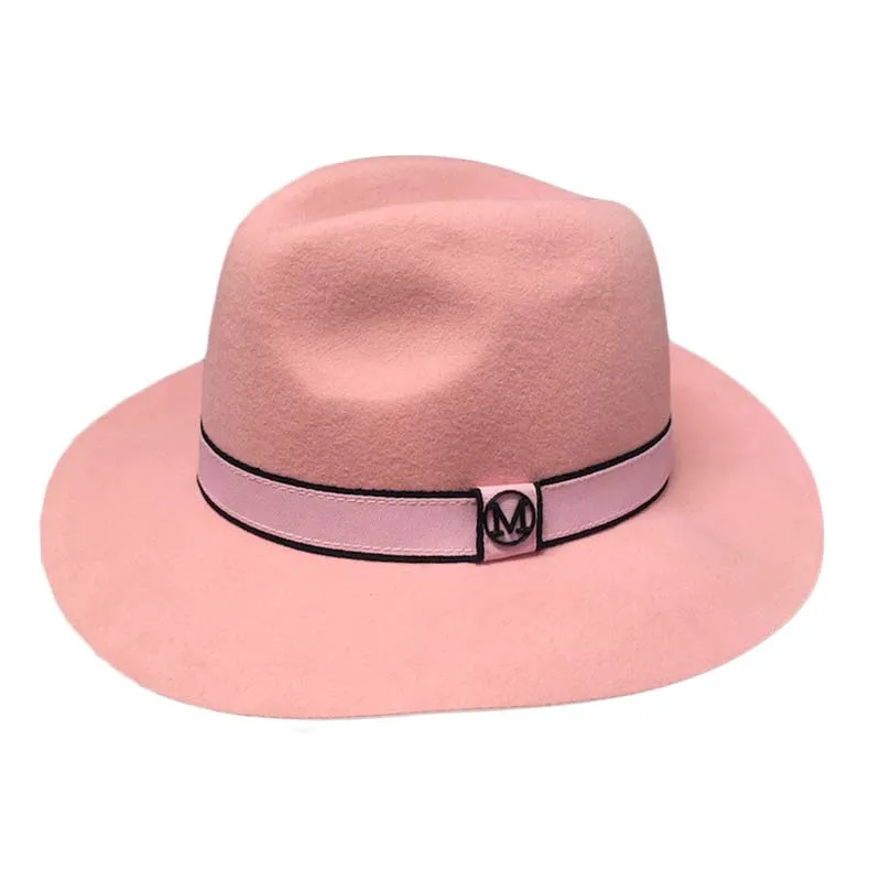 pink wool fedora hat