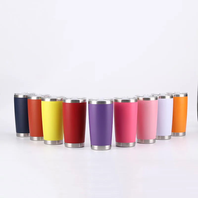 20oz vacuum insulated double wall Stainless Steel 304 powder coated tumbler coffee mug with yeticool magnetic slide lid