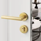 Key Latest Design Interior Bedroom Door Handle Gold Split Lock With Key