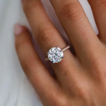 2CT custom moissanite diamond engagement ring 14k rose gold brilliant round cut wedding ring design