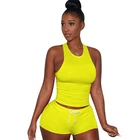 Women's Vest Women's Solid Color Breathable Leisure Sports Vest Drawstring Leggings Two-piece Suit