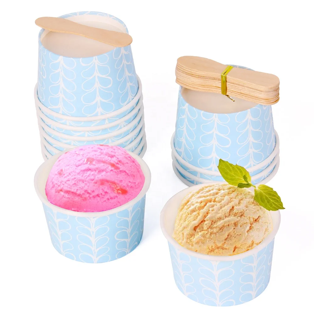 ice cream sundae cups with wooden spoon