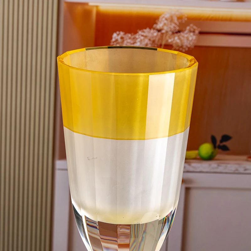 product newly designed two color splicing high quality home desktop decoration glass crystal vase-5