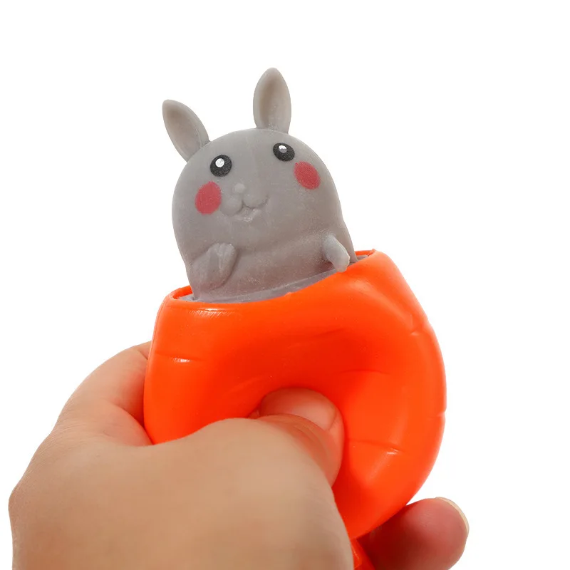 Pop Up Squishy Carrot Rabbit Stress Relief Fidget Toys  Squeeze Cup Toy For Birthday Gifts Pop Up Squishy Carrot Rabbit