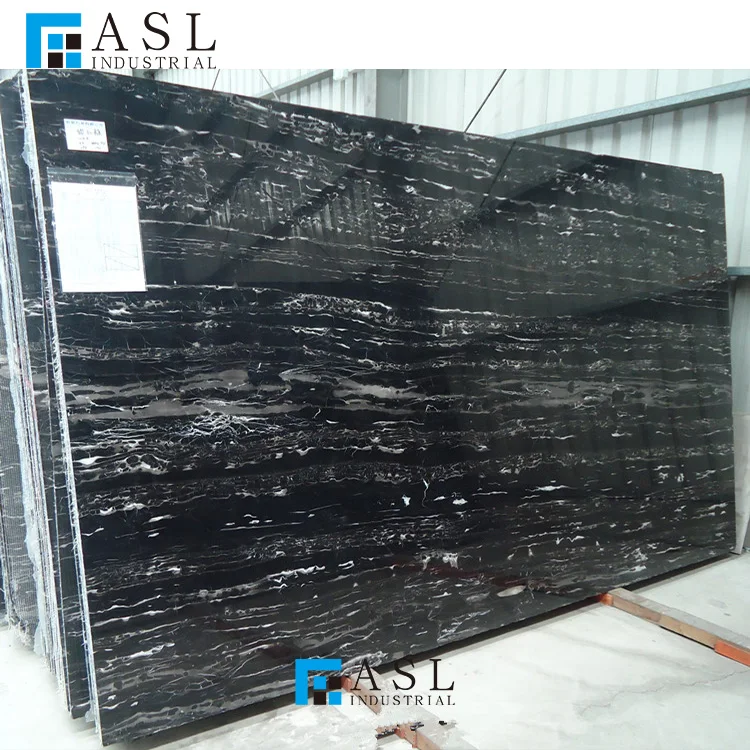 Factory direct cheap price natural china marmore black and white dragon silver portoro/potoro Italy marble slab
