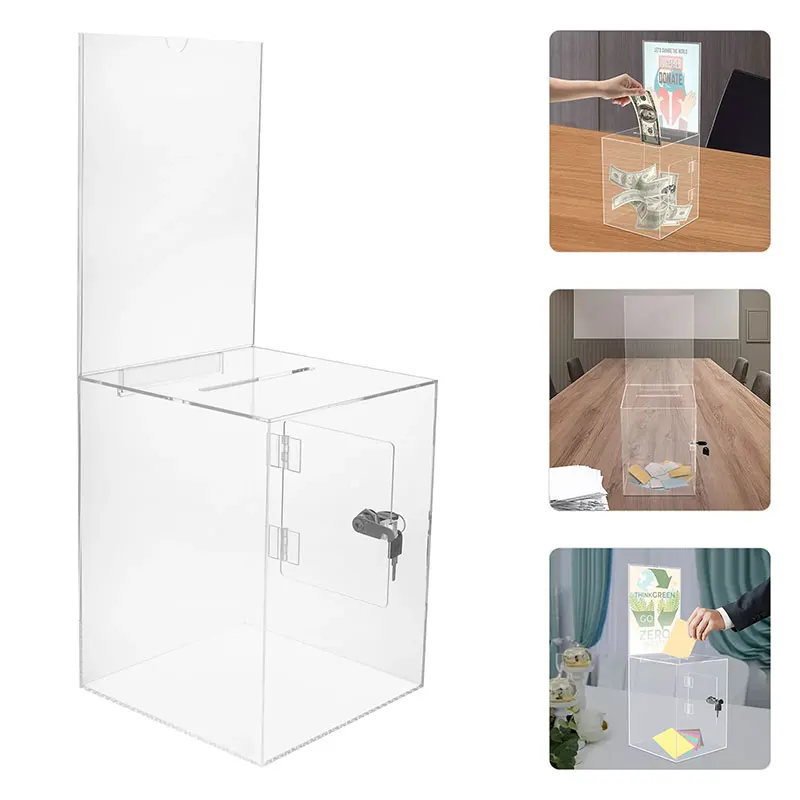 Factory Customized Large Acrylic Donation Voting and Suggestion Ballot Box Display Stand Use Customizable Acrylic Display Stand