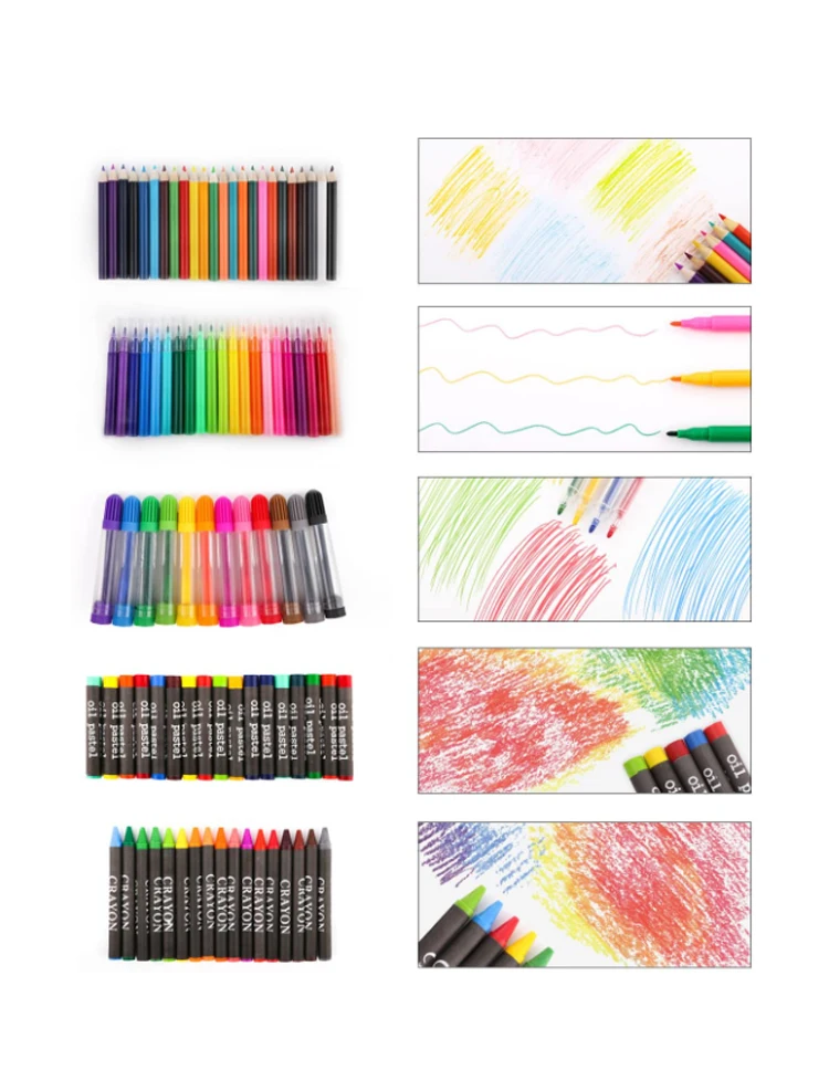 Custom Non-Toxic Plastic Kids Painting Drawing Art Set Coloring Book Stationery Set with Easel for Kids