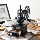 Coffee Machine Classic Retro Brown Color Wooden Metal Steel Hand Manual Coffee Beans Grinder Machine