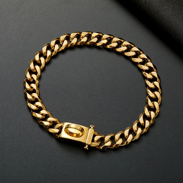 high quality luxury gold silver chain dog collar