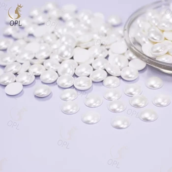 OPL Korean-Style Hot Fix Epoxy Acrylic Jelly Rhinestones - Crystal White Pearls 2mm - 12mm, Ideal for Ornaments Supply